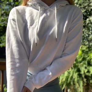 White Crop Hoodie